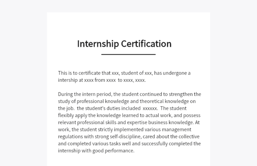 Internship Certification