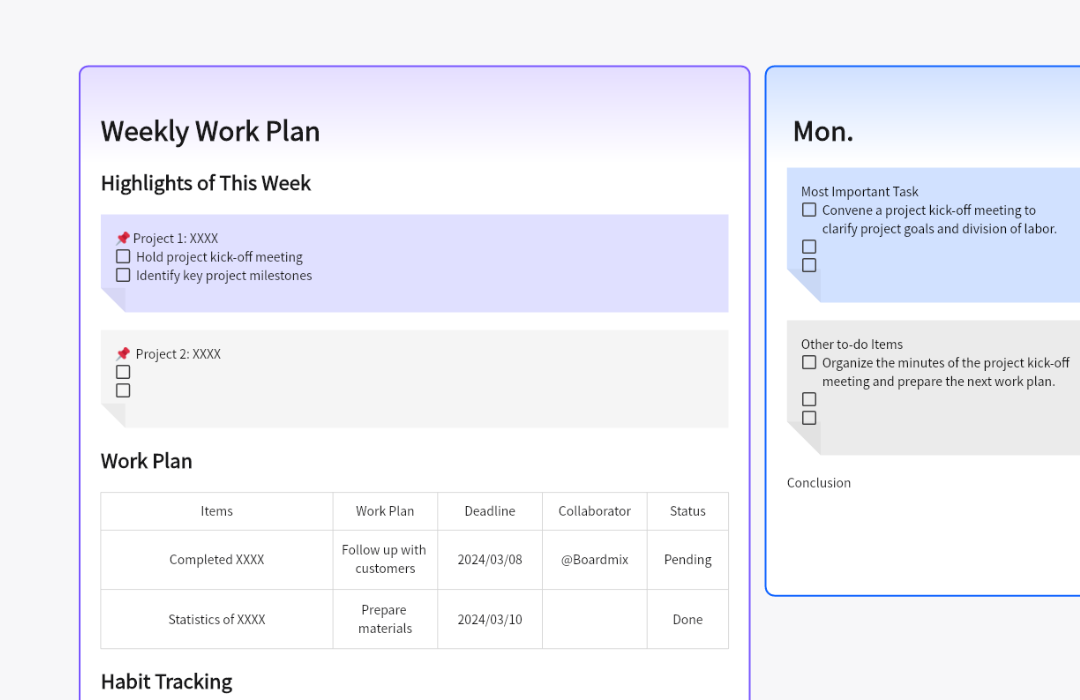 Weekly Work Plan