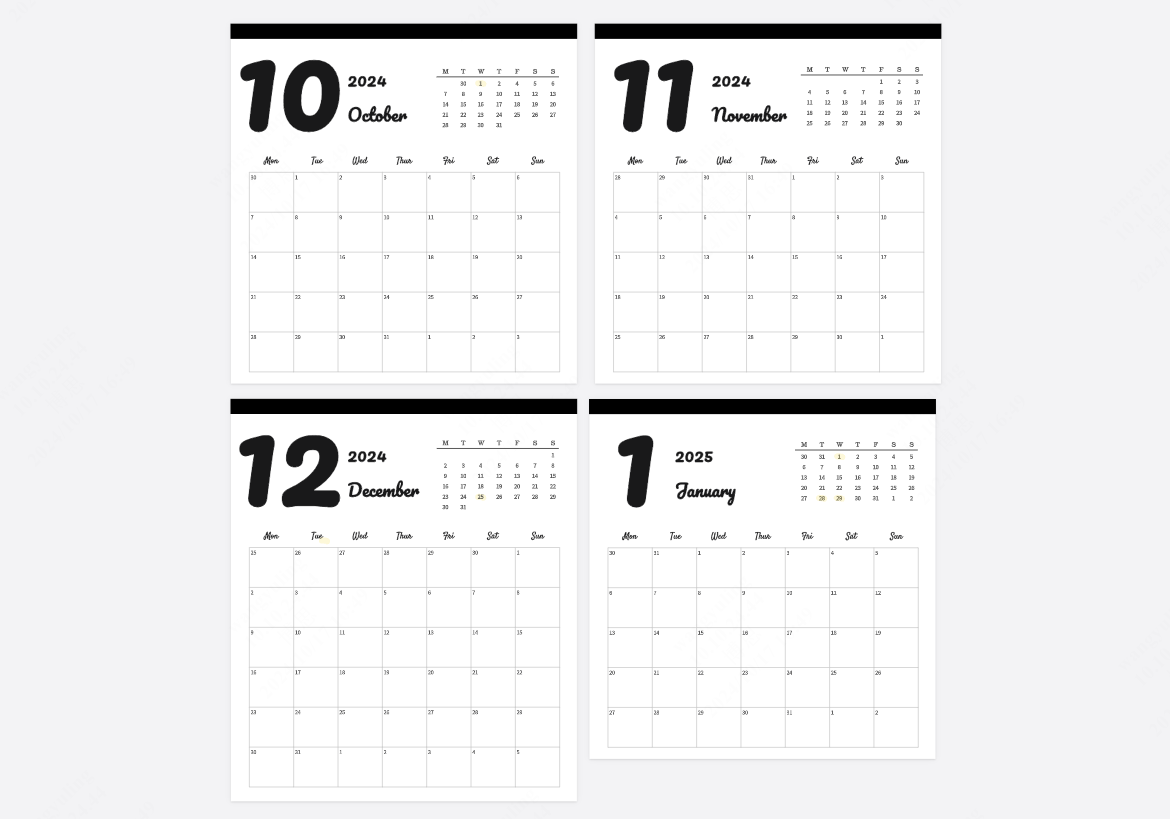 2024 Printable Monthly Calendar