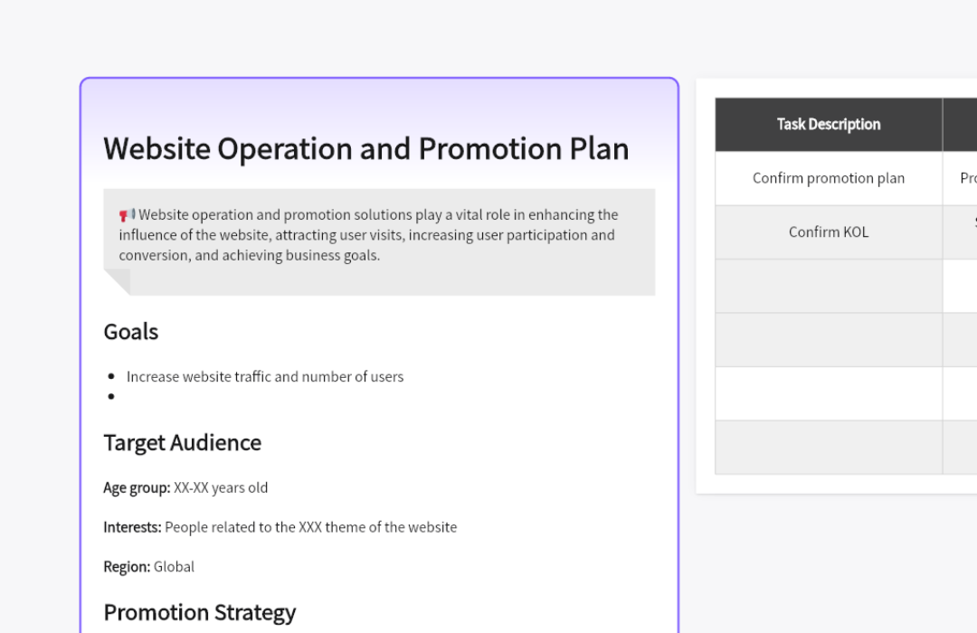 Website Operation and Promotion Plan