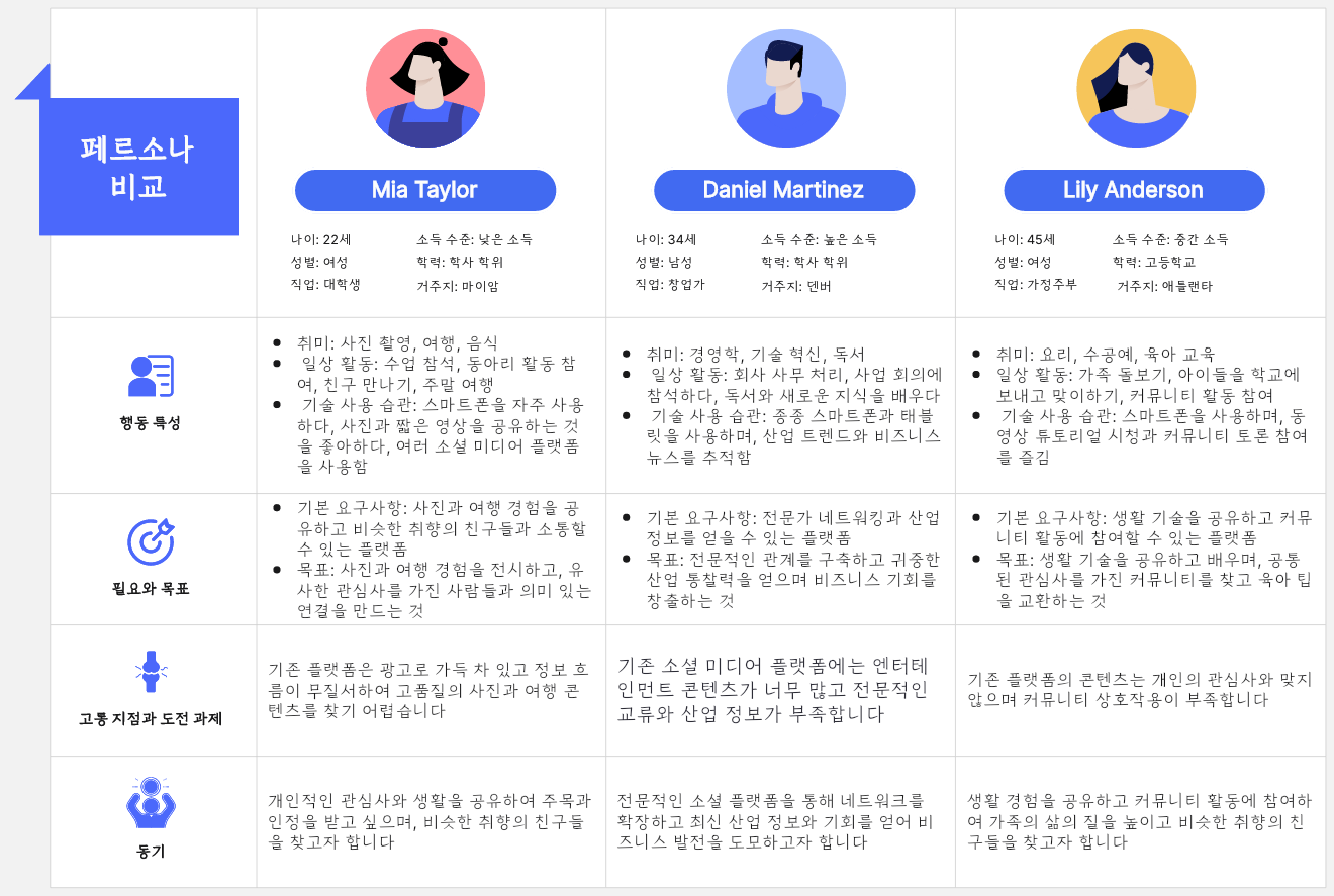 소셜 미디어 앱 사용자 페르소나