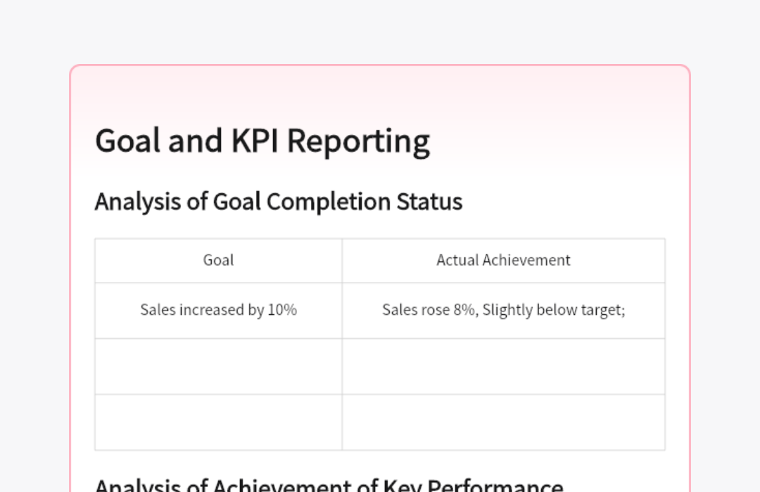 Goal and KPI Reporting