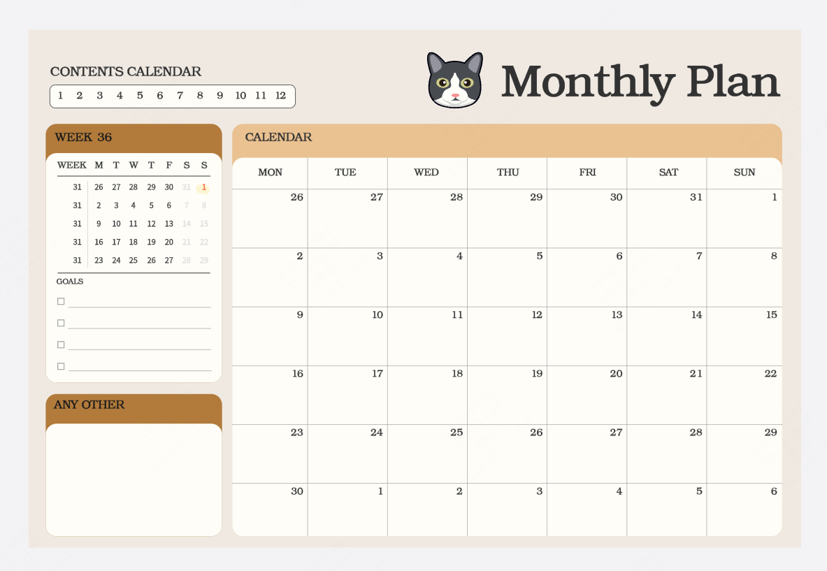 Monthly Schedule Template