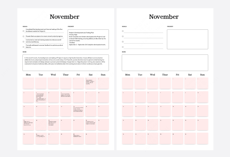 November 2024 calendar templates