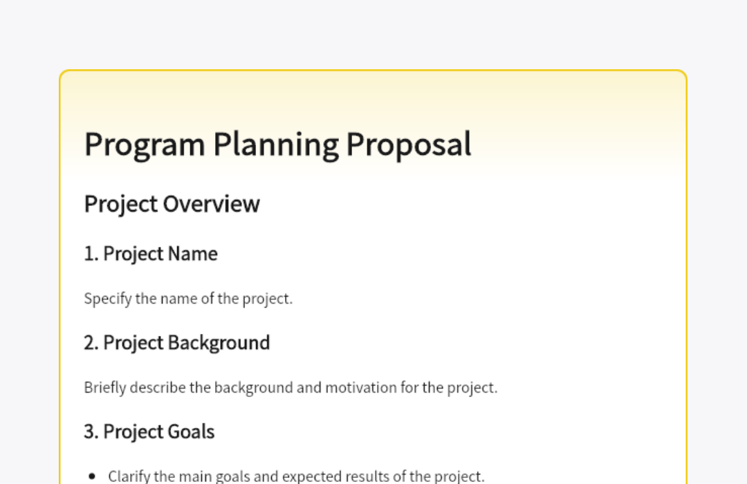 Program Planning Proposal