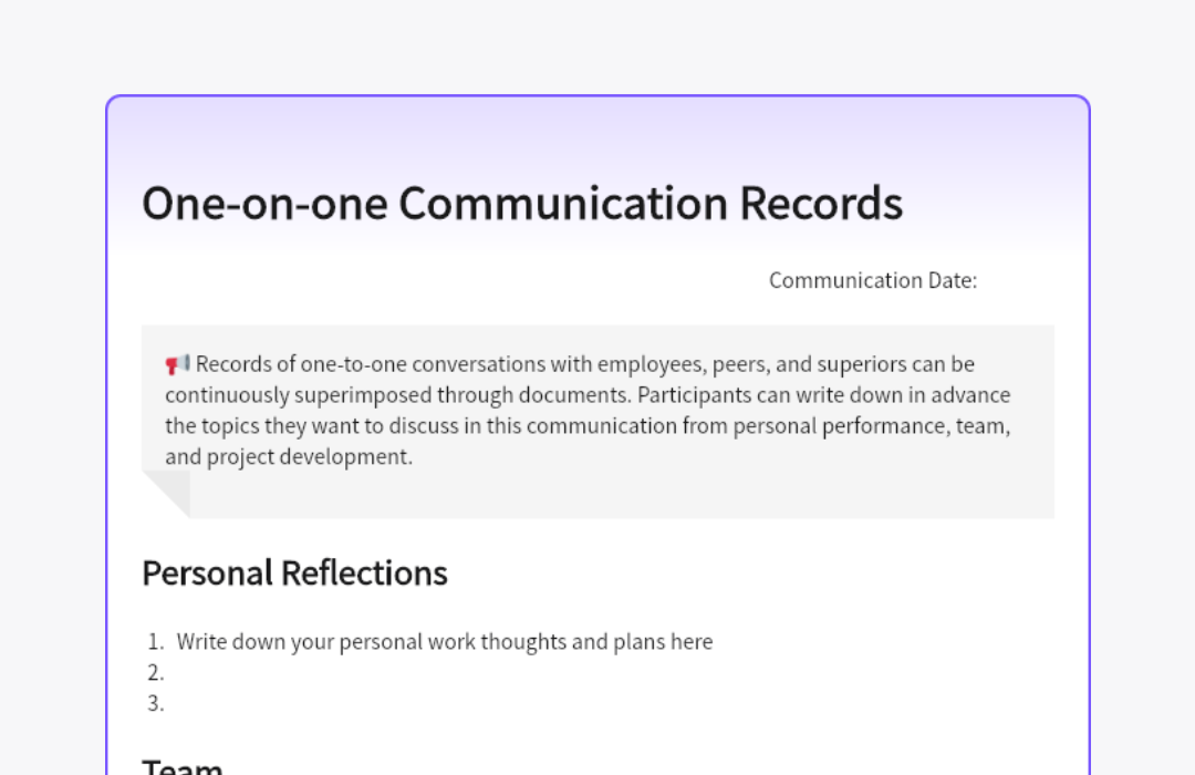 One-on-one Communication Records