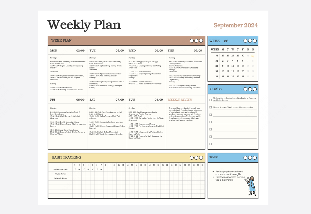 Weekly schedule planner