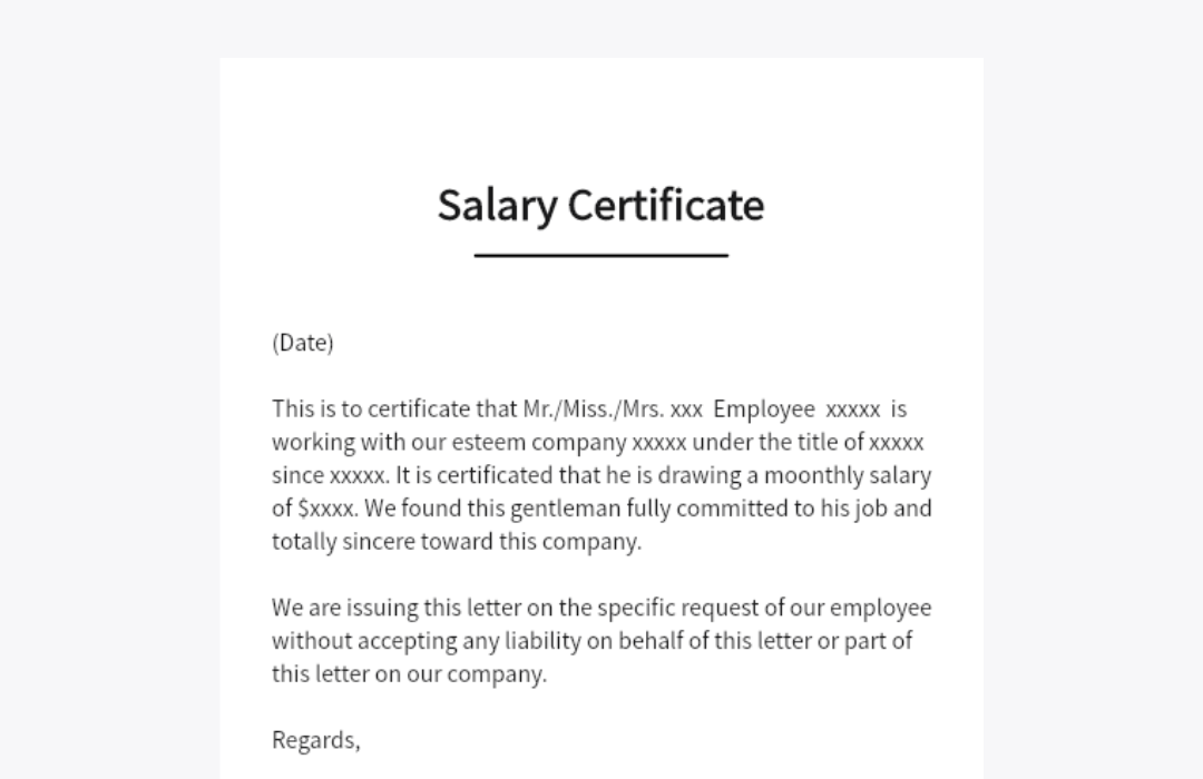 Salary Certificate